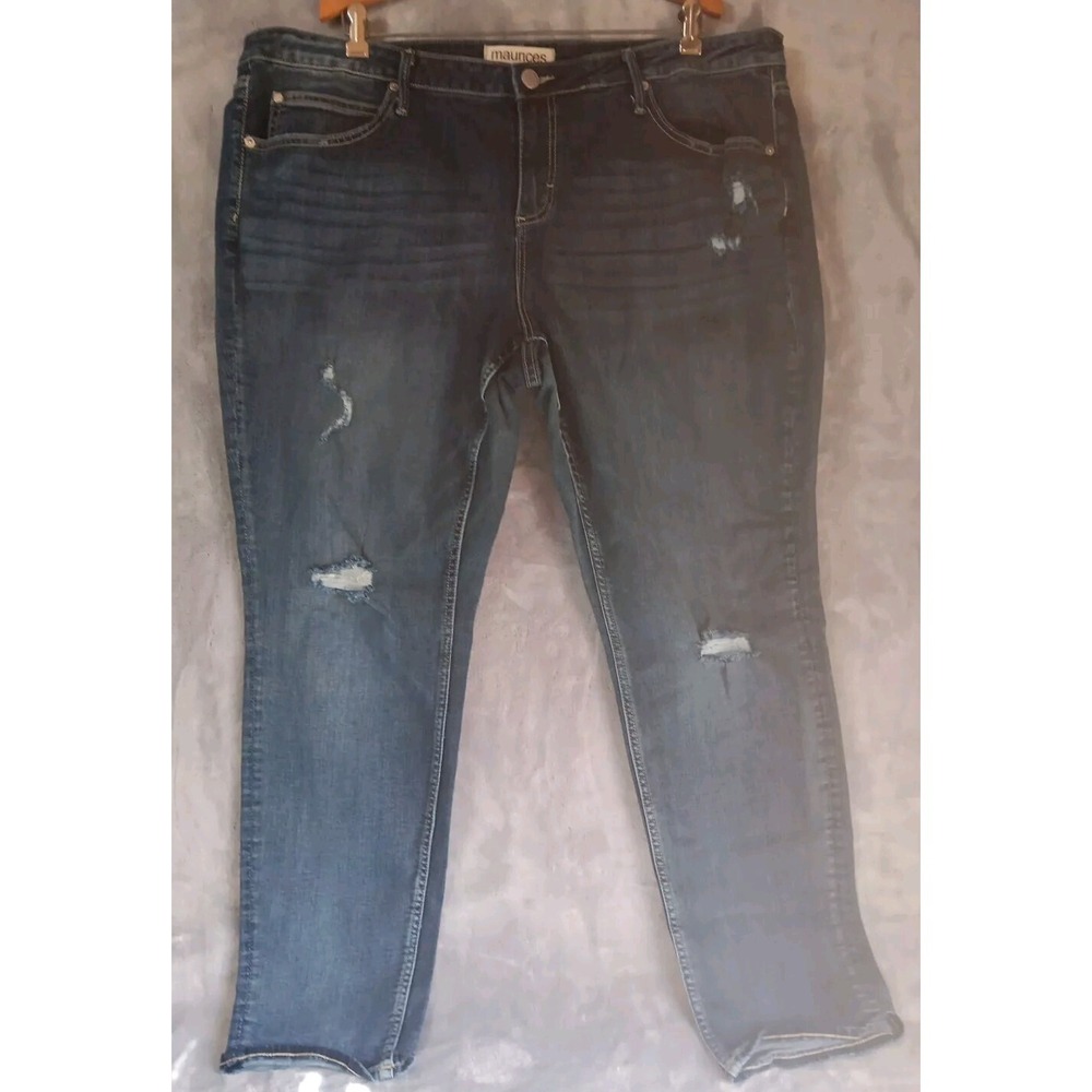 Maurices Womens Jeans 22‎ Skinny Fit Distressed 42" Waist 29" Inseam